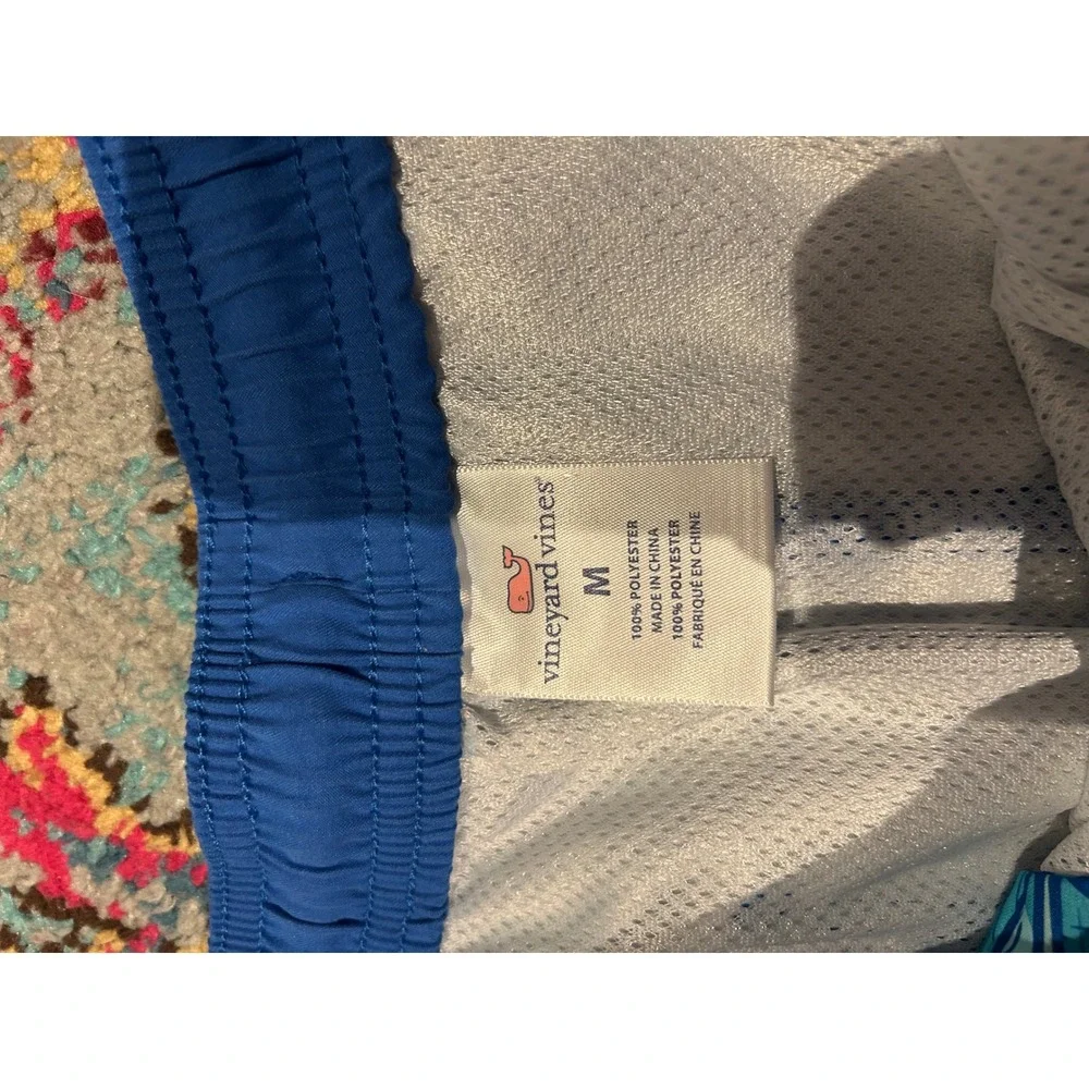 Vineyard Vines Mens Blue Fish Print Swim‎ Trunks Board Shorts Mesh Lining Size M